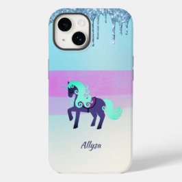 Funda Para iPhone 14 De Case-Mate Unicornio púrpura y Verde azulada con Purpurina de