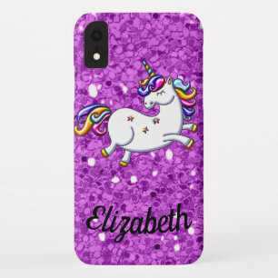 Funda Para iPhone XR Unicornio Purpurina púrpura