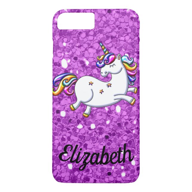 Funda De Case-Mate Para iPhone Unicornio Purpurina púrpura (Reverso)