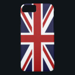 Funda Para iPhone 8/7 Unión Jack<br><div class="desc">Un patriótico funda de diseño de bandera británica de bandera azul,  roja,  blanca y roja de Union Jack,  iPhone 6. Bandera de Gran Bretaña Reino Unido</div>