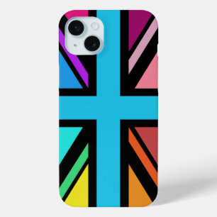 Funda Para iPhone 15 Mini Unión Jack/Bandera Multicolorizado+Diseño Negro