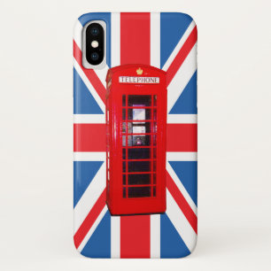 Funda Para iPhone X Union Jack/bandera y diseño rojo de la caja del