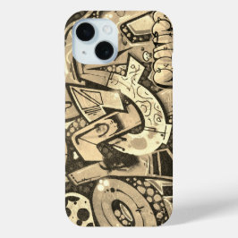 Funda Para iPhone 15 Urban Graffiti Art Beige