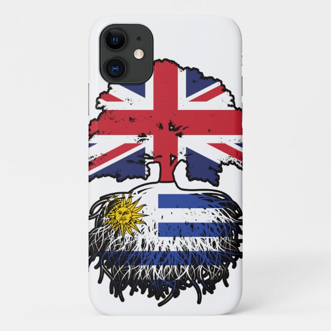Funda De Case-Mate Para iPhone Uruguay Uruguayo británico de bandera rota árbol b (Reverso)