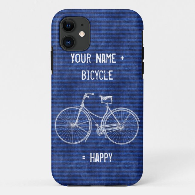 Funda De Case-Mate Para iPhone Usted más la bicicleta iguala las rayas antiguas (Reverso)