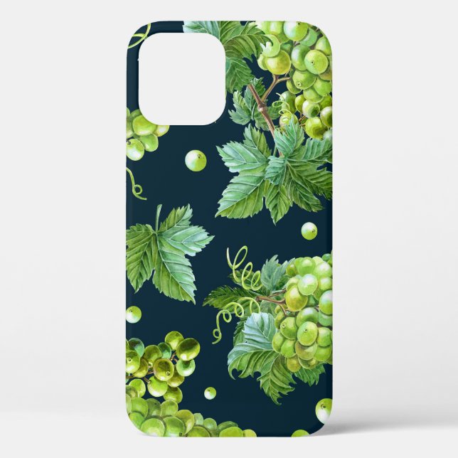 Funda De Case-Mate Para iPhone Uva verde: Patrón oscuro de acuarela (Reverso )