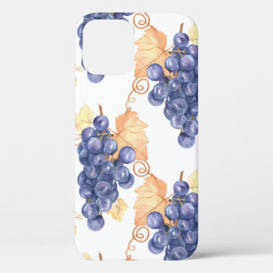 Funda Para iPhone 12 Uvas moradas sin soldadura en blanco aislado por