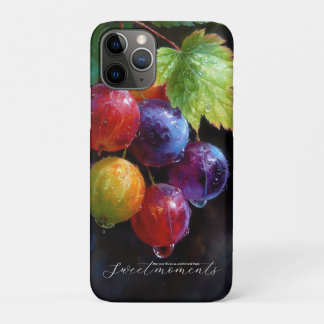 Funda Para iPhone 11 Pro Uvas y gotas de rocío en acuarela vibrante