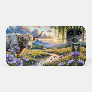 Funda Para iPhone 11 Pro Vaca cruzada de Highland/Longhorn en paisaje flora