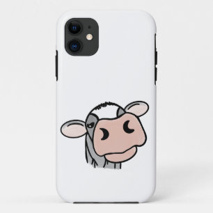Funda Para iPhone 11 vaca de dibujos animados negro blanco rosa beso gr