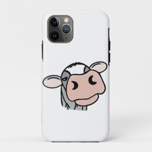 Funda Para iPhone 11 Pro vaca de dibujos animados negro blanco rosa beso gr
