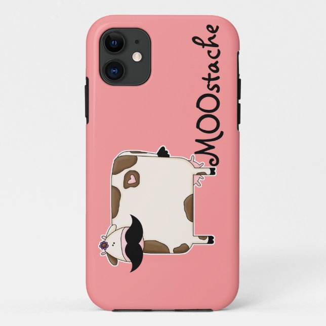 Funda De Case-Mate Para iPhone vaca divertida con bigote MOOstache (Reverso)