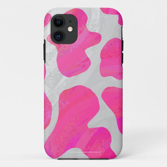 Funda De Case-Mate Para iPhone Vaca Estampado Rosa Fucsia y Blanco (Reverso)