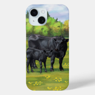 Funda Para iPhone 15 Vaca negra de ángulos y ternera en salsa de verano