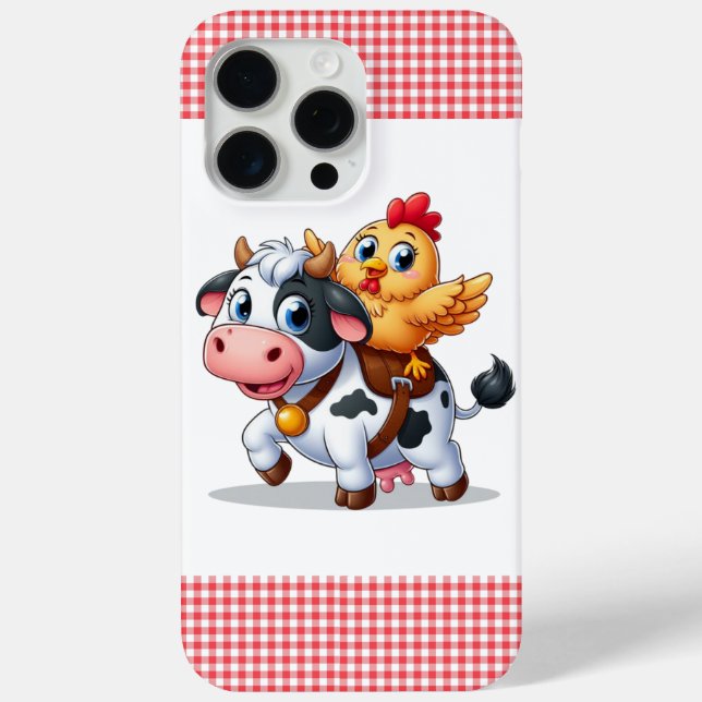 Funda De Case-Mate Para iPhone vaca/pollo personalizado lindo (Reverso )