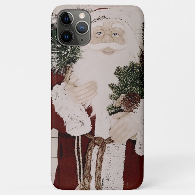 Funda De Case-Mate Para iPhone Vacaciones de Navidades de retrato de Santa Claus (Reverso)