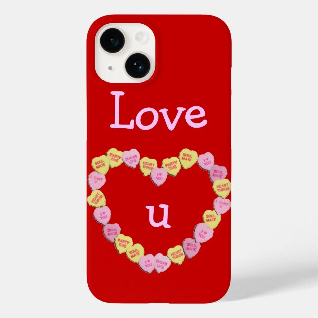 Funda De Case-Mate Para iPhone Valentine Candy Hearts Heart (Reverso )