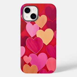 Funda Para iPhone 14 De Case-Mate Valentine Love Hearts Pink Red