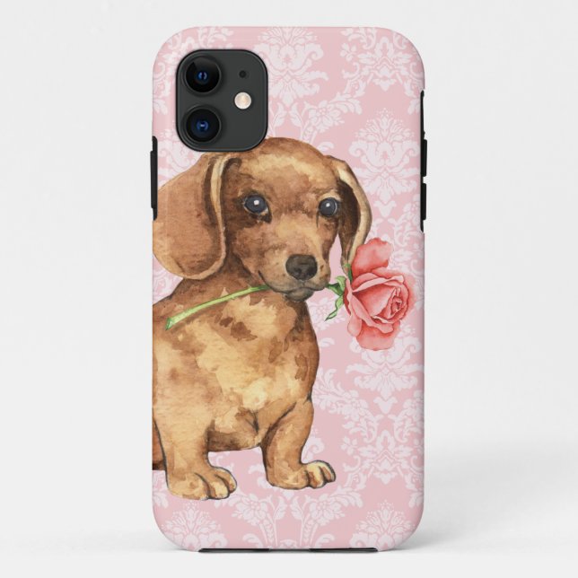 Funda De Case-Mate Para iPhone Valentine Rosa Dachshund (Reverso)