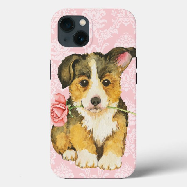 Funda De Case-Mate Para iPhone Valentine Rosa Pembroke Welsh Corgi (Reverso )