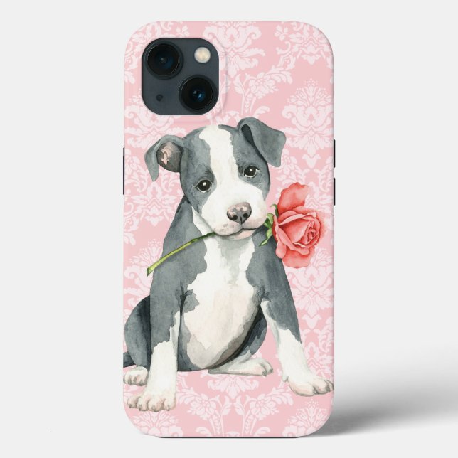 Funda De Case-Mate Para iPhone Valentine Rosa Pit Bull (Reverso )