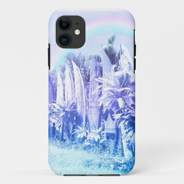 Funda De Case-Mate Para iPhone Valla de Surfboard en Azul Pastel (Reverso)