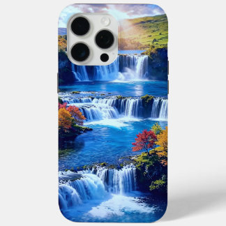 Funda Para iPhone 15 Pro Max Valle de Cascada Iluminado por el Sol 001