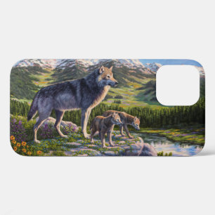 Funda Para iPhone 12 Valle del Río de las Montañas Madre Lobo y Pups