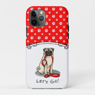 Funda Para iPhone 11 Pro ¡Vamos! (paseo) Perro Pug (flor claro) Cute de cor