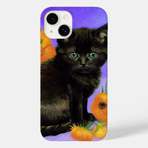 Funda Para iPhone 14 De Case-Mate Van Gogh Black Kitten con girasoles