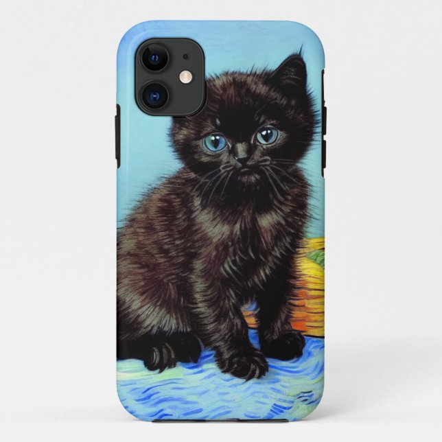 Funda De Case-Mate Para iPhone Van Gogh Black Kitten con yarn (Reverso)