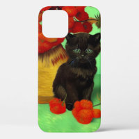 Van Gogh Black Kitten Red Flowers