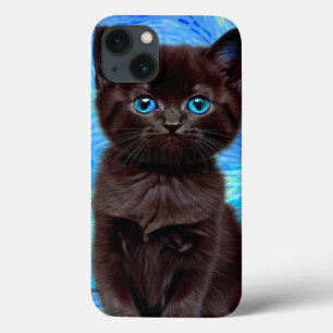 Funda Para iPhone 13 Van Gogh Starry Night Black Cat