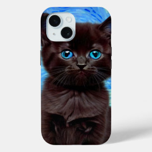 Funda Para iPhone 15 Van Gogh Starry Night Black Cat
