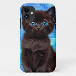 Funda Para iPhone 11 Van Gogh Starry Night Black Cat