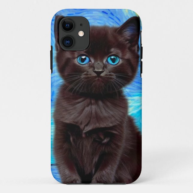 Funda De Case-Mate Para iPhone Van Gogh Starry Night Black Cat (Reverso)