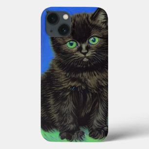 Funda Para iPhone 13 Van Gogh Style Black Kitten