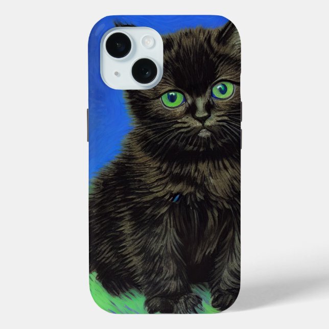Funda De Case-Mate Para iPhone Van Gogh Style Black Kitten (Reverso )