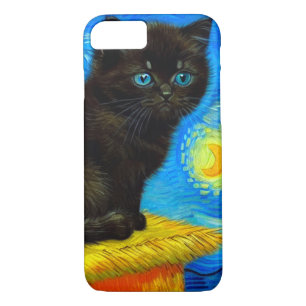 Funda Para iPhone 8/7 Van Gogh Style Starry Night Cat