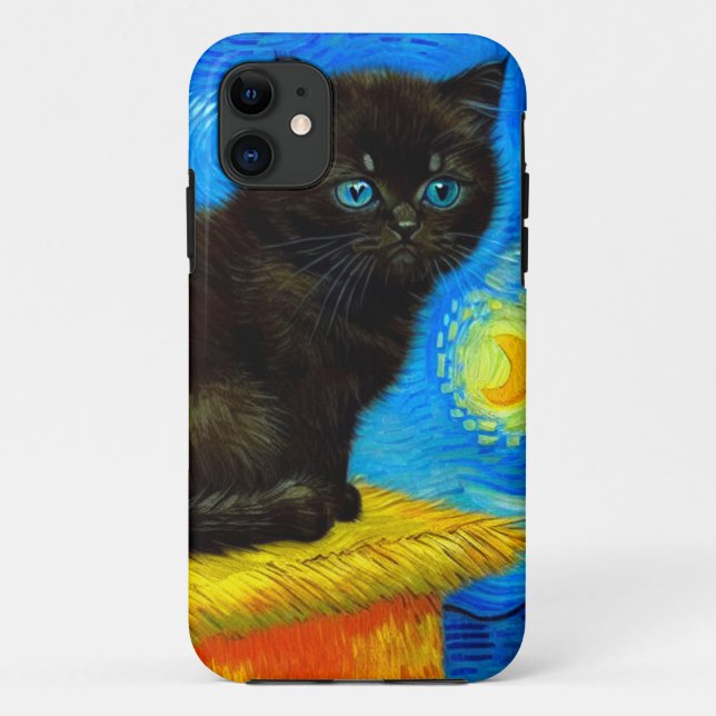 Funda De Case-Mate Para iPhone Van Gogh Style Starry Night Cat (Reverso)