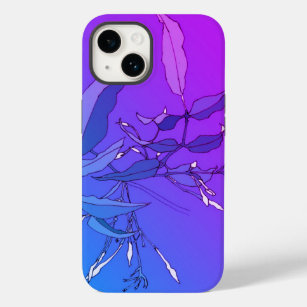 Funda Para iPhone 14 De Case-Mate Vaporwave Estético Morado Azul Jazmín Floral