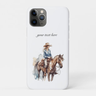 Funda Para iPhone 11 Pro Vaquera de acuarela occidental morena, personaliza