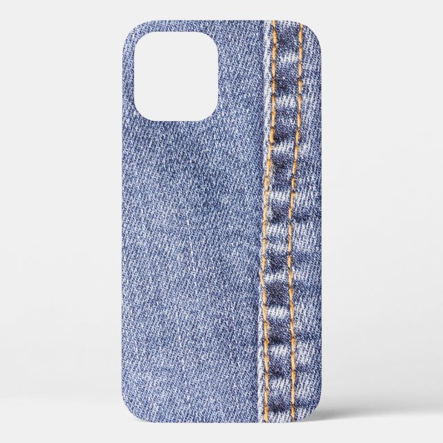 Funda De Case-Mate Para iPhone Vaqueros azules: textura de coser detallada. (Reverso )