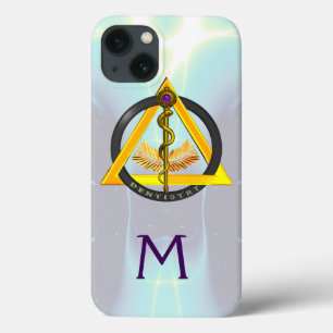 FUNDA PARA iPhone 13 VARA DE ASCLEPIO DENTISTA ODONTOLOGÍA MONOGRAMA