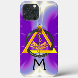Funda Para iPhone 13 Pro Max VARA DE ASCLEPIO DENTISTA ODONTOLOGÍA MONOGRAMA,Pú