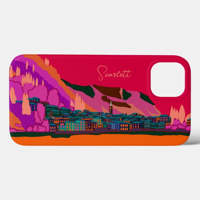Funda De Case-Mate Para iPhone Varenna en la noche Como Ilustracion Italia Viajes (Reverso (Horizontal))