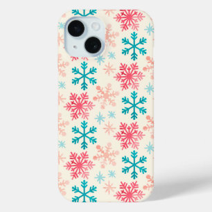 Funda Para iPhone 15 Varios copos de nieve en Navidades de marfil