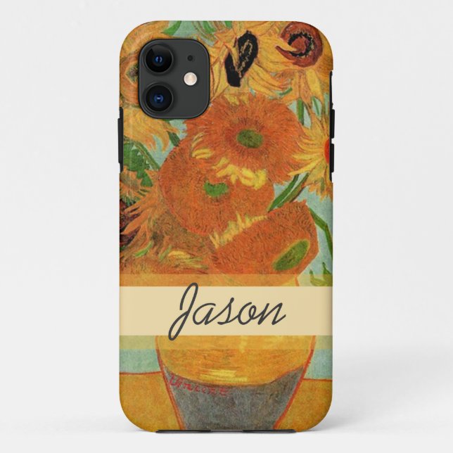Funda De Case-Mate Para iPhone Vase con doce girasoles de Vincen van Gogh (Reverso)