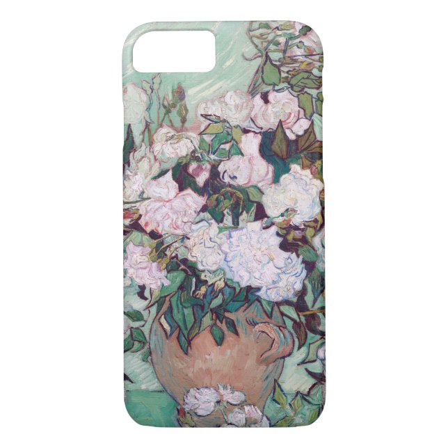 Funda De Case-Mate Para iPhone Vase con rosas rosas rosas rosas, Van Gogh (Reverso)