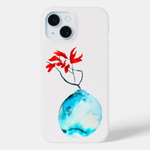 Funda Para iPhone 15 Vaso azul de color azul de Ikebana